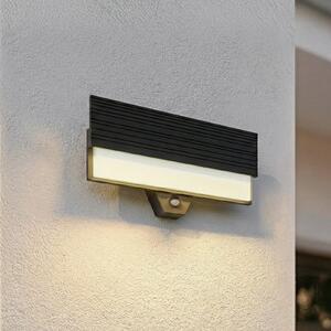 Lucande Aplică LED pentru exterior Melira, senzor, antracit, IP65, Negru, Aluminiu, Modern