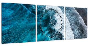 Tablou - Valuri pe mare (cu ceas) (90x30 cm)