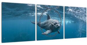 Tablou - Delfin sub apă (cu ceas) (90x30 cm)