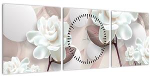 Tablou - Flori de trandafir (cu ceas) (90x30 cm)