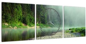 Tablou - Râu lângă pădure (cu ceas) (90x30 cm)