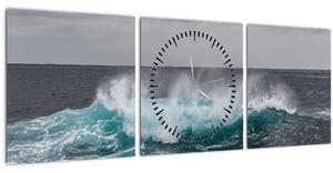 Tablou - Valuri pe ocean (cu ceas) (90x30 cm)