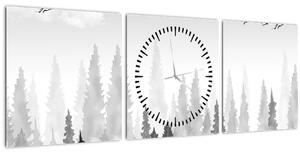 Tablou - Culmi de pădure (cu ceas) (90x30 cm)