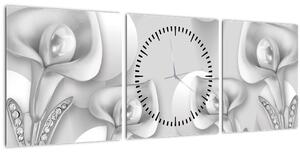 Tablou -Design flori (cu ceas) (90x30 cm)