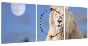 Tablou - Leu alb (cu ceas) (90x30 cm)