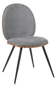 Scaun Bucatarie/Dining Neytt, Placat Cu Lemn Finisaj Nuc, Tapiterie Textil Gri