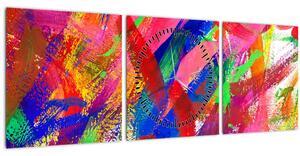 Tablou - Abstract colorat (cu ceas) (90x30 cm)