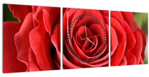 Tablou - Flori de trandafir (cu ceas) (90x30 cm)