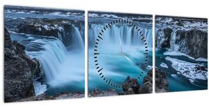 Tablou - Priveliște la cascade (cu ceas) (90x30 cm)