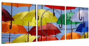 Tablou - Umbrele colorate (cu ceas) (90x30 cm)
