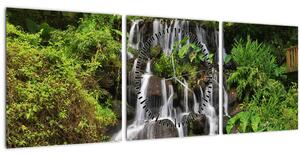 Tablou - Cascadă tropicală (cu ceas) (90x30 cm)
