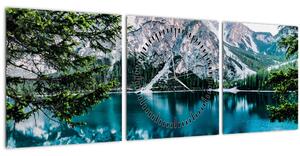 Tablou - Lac în Alpi (cu ceas) (90x30 cm)