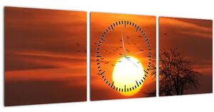 Tablou - Apus de soare (cu ceas) (90x30 cm)
