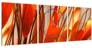 Tablou - Frunze înflorite (cu ceas) (90x30 cm)