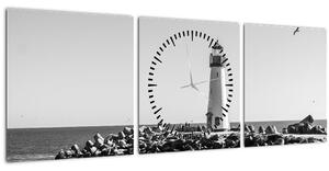 Tablou - Far de pe coastă, Santa Cruz, California (cu ceas) (90x30 cm)