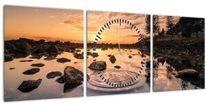 Tablou - Suprafața apei la apus de soare (cu ceas) (90x30 cm)