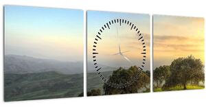 Tablou - Privire de pe deal (cu ceas) (90x30 cm)