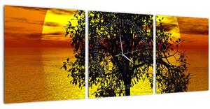 Tablou - Silueta copacilor (cu ceas) (90x30 cm)