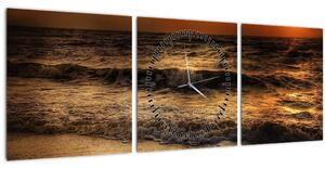 Tablou - Valuri la mal (cu ceas) (90x30 cm)