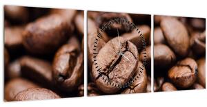 Tablou - Boabe de cafea (cu ceas) (90x30 cm)