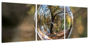 Tablou - Reflecție intr-o sferă transparentă (cu ceas) (90x30 cm)