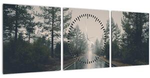 Tablou - Drum în ploaie (cu ceas) (90x30 cm)