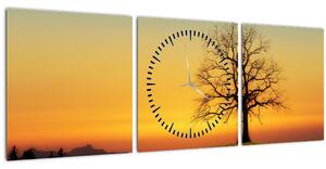 Tablou - Copacul în câmp (cu ceas) (90x30 cm)