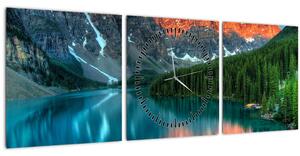 Tablou - Lac turcoaz (cu ceas) (90x30 cm)