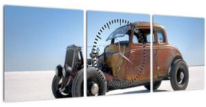 Tablou - Mașină în deșert (cu ceas) (90x30 cm)