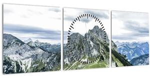 Tablou - Crestele munților (cu ceas) (90x30 cm)