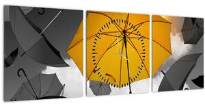 Tablou - Umbrelă galbenă (cu ceas) (90x30 cm)