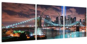 Tablou - New York, Manhattan (cu ceas) (90x30 cm)