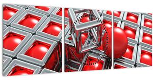 Tablou - Abstract metalic 3D (cu ceas) (90x30 cm)