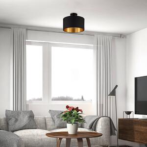 B.K. Licht Plafonieră Kari, negru/auriu, textil, E27, reglabil, Negru, Camera de zi / sufragerie, Țesătură / Textil, Modern