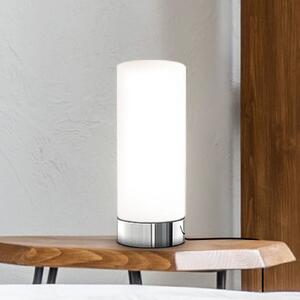 B.K. Licht Lampa de masă Gari, înălțime 24,5 cm, crom/alb, sticlă, E14, reglabil, Alb, dormitor