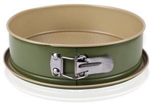 Tava metalica rotunda pentru copt prajituri, cu baza detasabila, 22 cm, verde