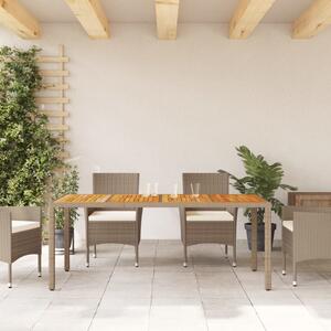 Masă de grădină, bej, 190x90x75 cm, poliratan și lemn de acacia
