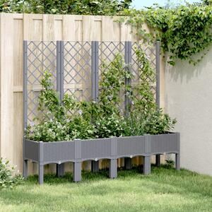 Jardinieră de grădină cu spalier, gri, 160x40x142 cm, PP