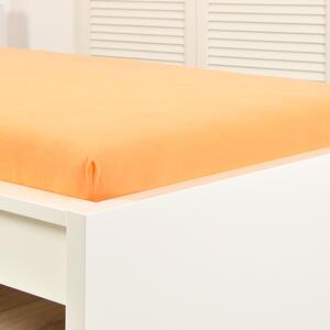 Cearșaf de pat cu elasti,c jersey, culoarea caisei portocaliu
