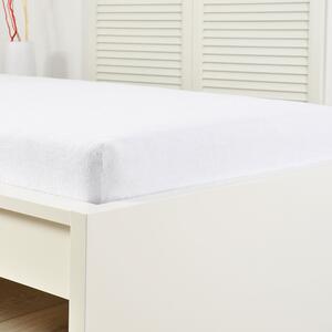 Cearșaf de pat cu elastic froté, alb 90x200 cm