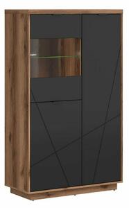 Raft Fivale 103, Stejar Delano închis, Negru, Sticlă călită, PAL laminat, 157x94x43cm, 63 kg