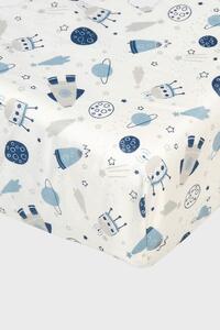 Cearşaf elastic din bumbac pentru pătuţ de copii Universe alb 60x120 cm
