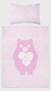 Lenjerie de pat copii Bear roz 40x60 cm