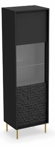 Raft Ciretre 104, Auriu, Negru, MDF, PAL laminat, Sticlă, 185x55x41cm, 42 kg