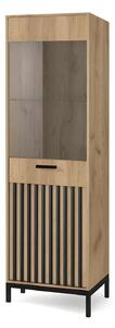 Raft Velvesu 102, Craft stejar, Negru, Sticlă, PAL laminat, 191x54x40cm, 44 kg