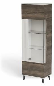 Raft Luelia 112, Cașmir, Nuc, MDF, PAL laminat, Sticlă călită, 182x60x40cm, 46 kg