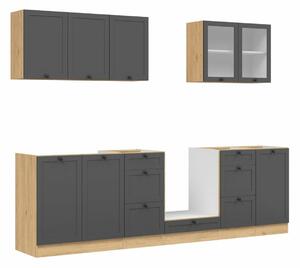 Set de bucătărie modular Classic Grey Oak 118, 260x47cm