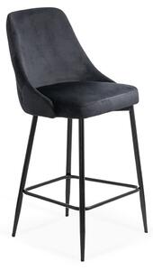 Scaun de bar Napoli, negru, catifea