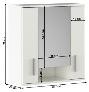 Dulap de baie suspendat cu oglindă Leah 01 (alb mat). 1065342