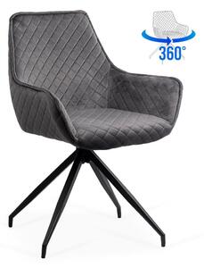 Scaun dining AIDA 193, catifea, rotativ 360 , baza metalica, Gri